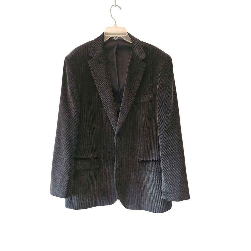 Dockers Blazer Men 44L Dark Grey Corduroy Two Button Sport Coat Jacket